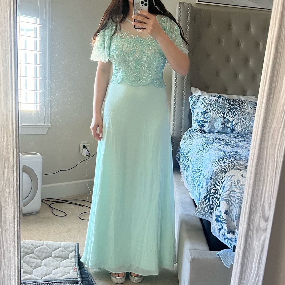 Adrianna Papell Mint Green Maxi Dress